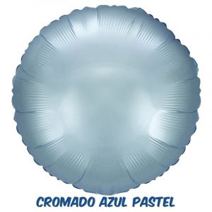 BALÃO METALIZADO REDONDO CROMADO AZUL PASTEL - FLEXMETAL